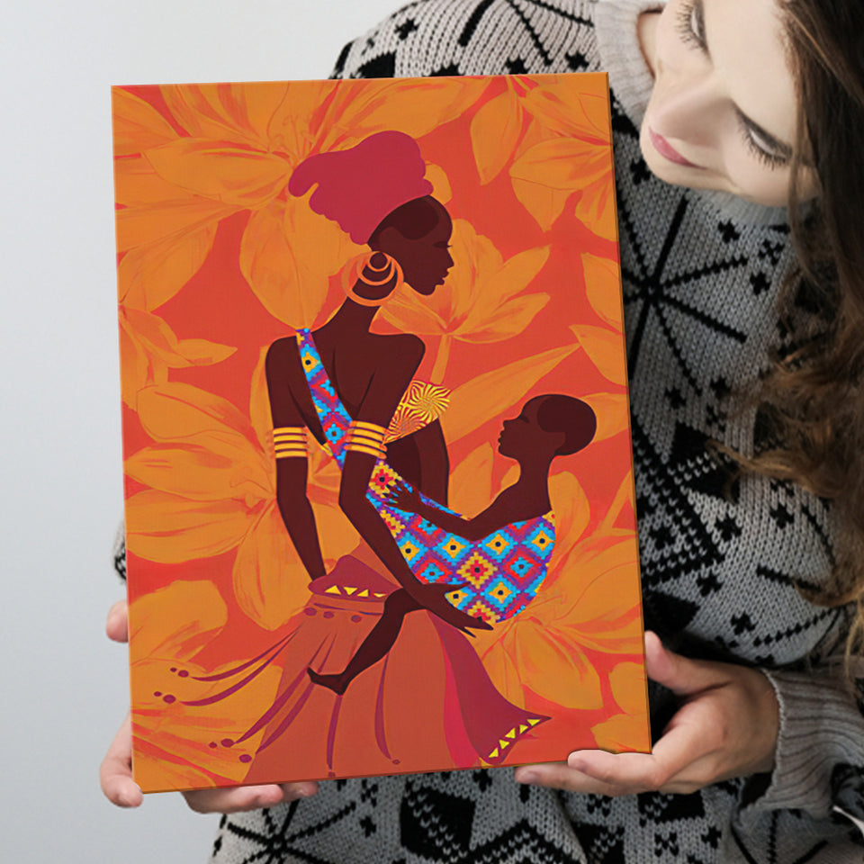 African Mother and Child Canvas Prints Wall Art - Painting Canvas, African Art, Home Wall Decor, Painting Prints, For Sale