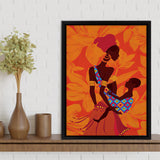 African Mother and Child Framed Canvas Prints Wall Art - Painting Canvas,Wall Decor, Painting Prints, Floating Frame