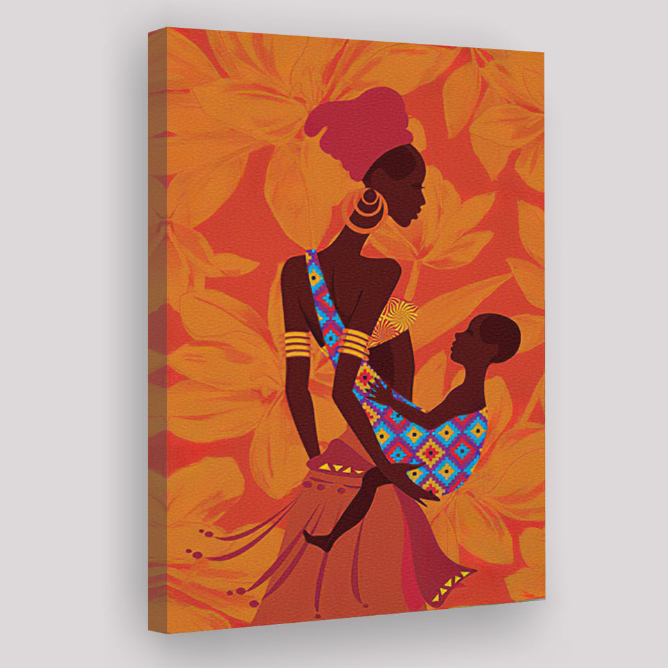 african woman with child painting