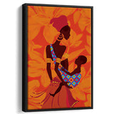 African Mother and Child Framed Canvas Prints Wall Art - Painting Canvas,Wall Decor, Painting Prints, Floating Frame