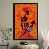 African Mother and Child Framed Canvas Prints Wall Art - Painting Canvas,Wall Decor, Painting Prints, Floating Frame