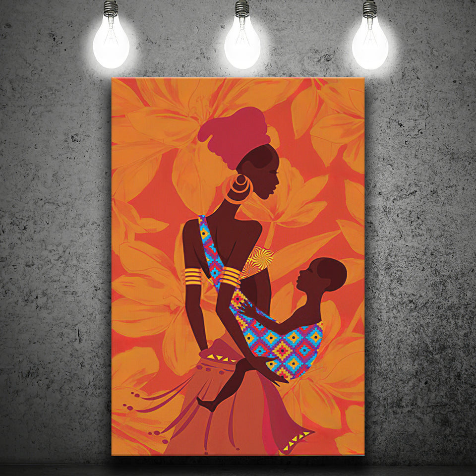 African Mother and Child Canvas Prints Wall Art - Painting Canvas, African Art, Home Wall Decor, Painting Prints, For Sale