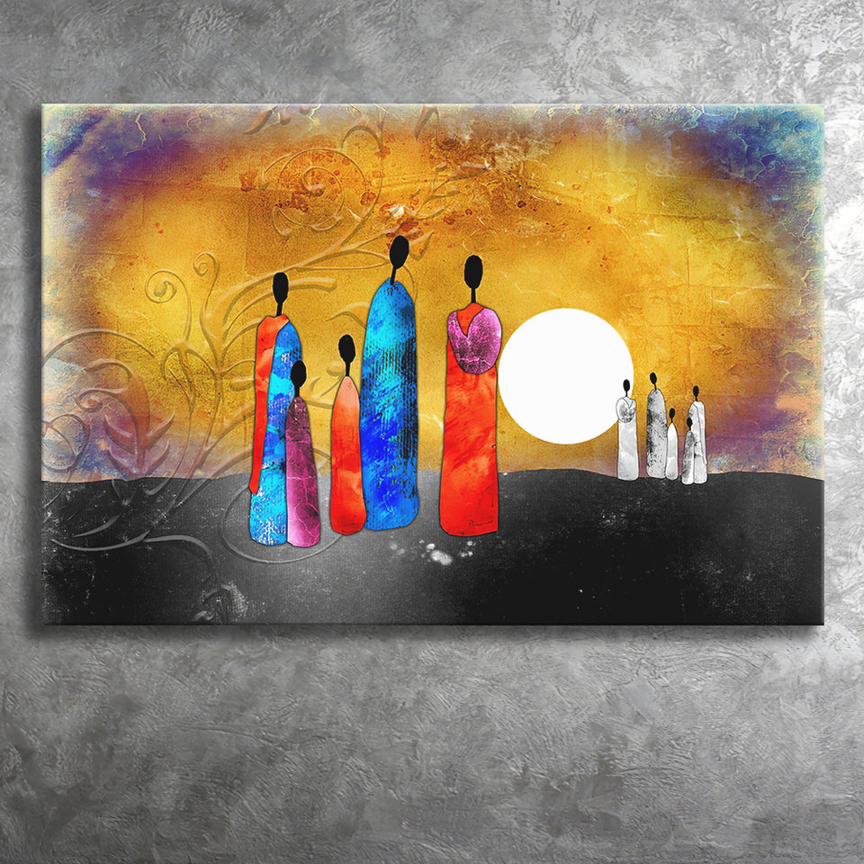 African Motive Retro Style Canvas Prints Wall Art - Painting Canvas, African Art, Home Wall Decor, Painting Prints, For Sale