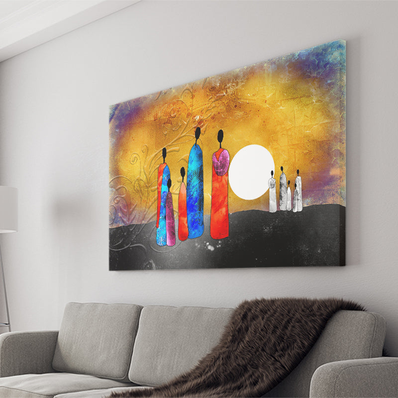 African Motive Retro Style Canvas Prints Wall Art - Painting Canvas, African Art, Home Wall Decor, Painting Prints, For Sale