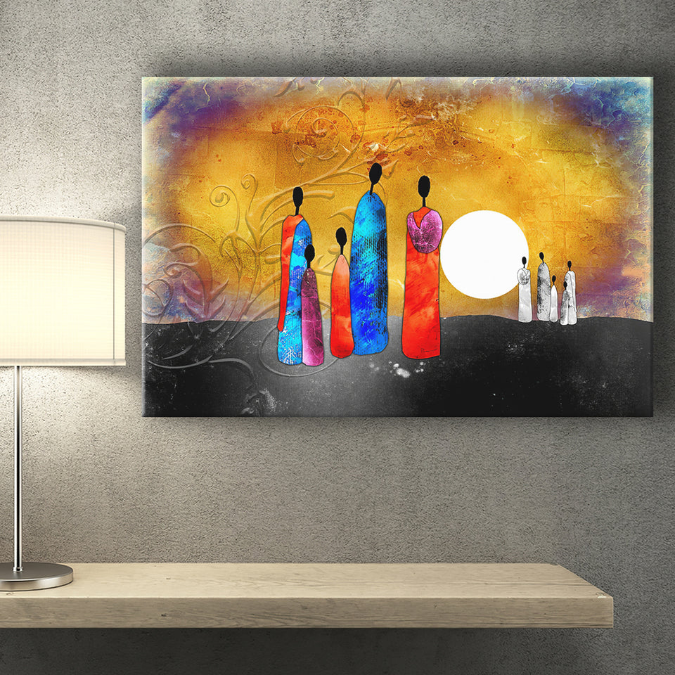 African Motive Retro Style Canvas Prints Wall Art - Painting Canvas, African Art, Home Wall Decor, Painting Prints, For Sale