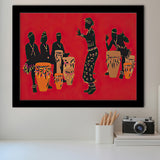 African Musicians Play Drums Framed Art Prints Wall Decor - Painting Prints, African Art, Home Decor, Framed Picture, For Sale