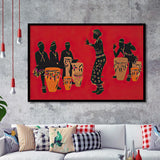 African Musicians Play Drums Framed Art Prints Wall Decor - Painting Prints, African Art, Home Decor, Framed Picture, For Sale