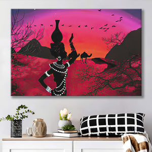 African Native Tribal Culture Sunset Canvas Prints Wall Art - Painting Canvas, African Art, Home Wall Decor, Painting Prints, For Sale