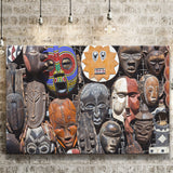 African Old Tribal Mask Canvas Prints Wall Art - Painting Canvas, African Art, Home Wall Decor, Painting Prints, For Sale