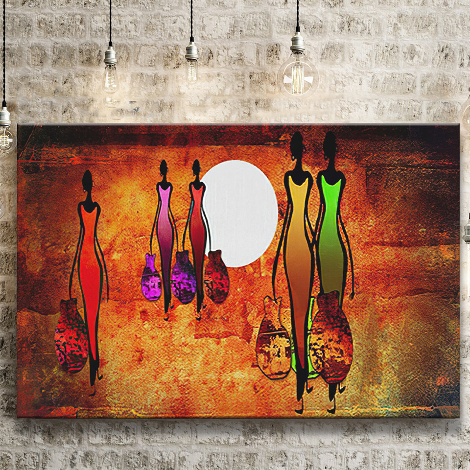 African Retro Ladies Colorful Canvas Prints Wall Art - Painting Canvas, African Art, Home Wall Decor, Painting Prints, For Sale