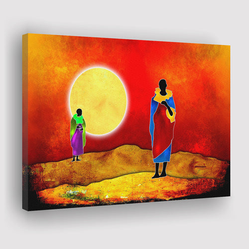 African Retro Style Sunset Canvas Prints Wall Art - Painting Canvas, African Art, Home Wall Decor, Painting Prints, For Sale