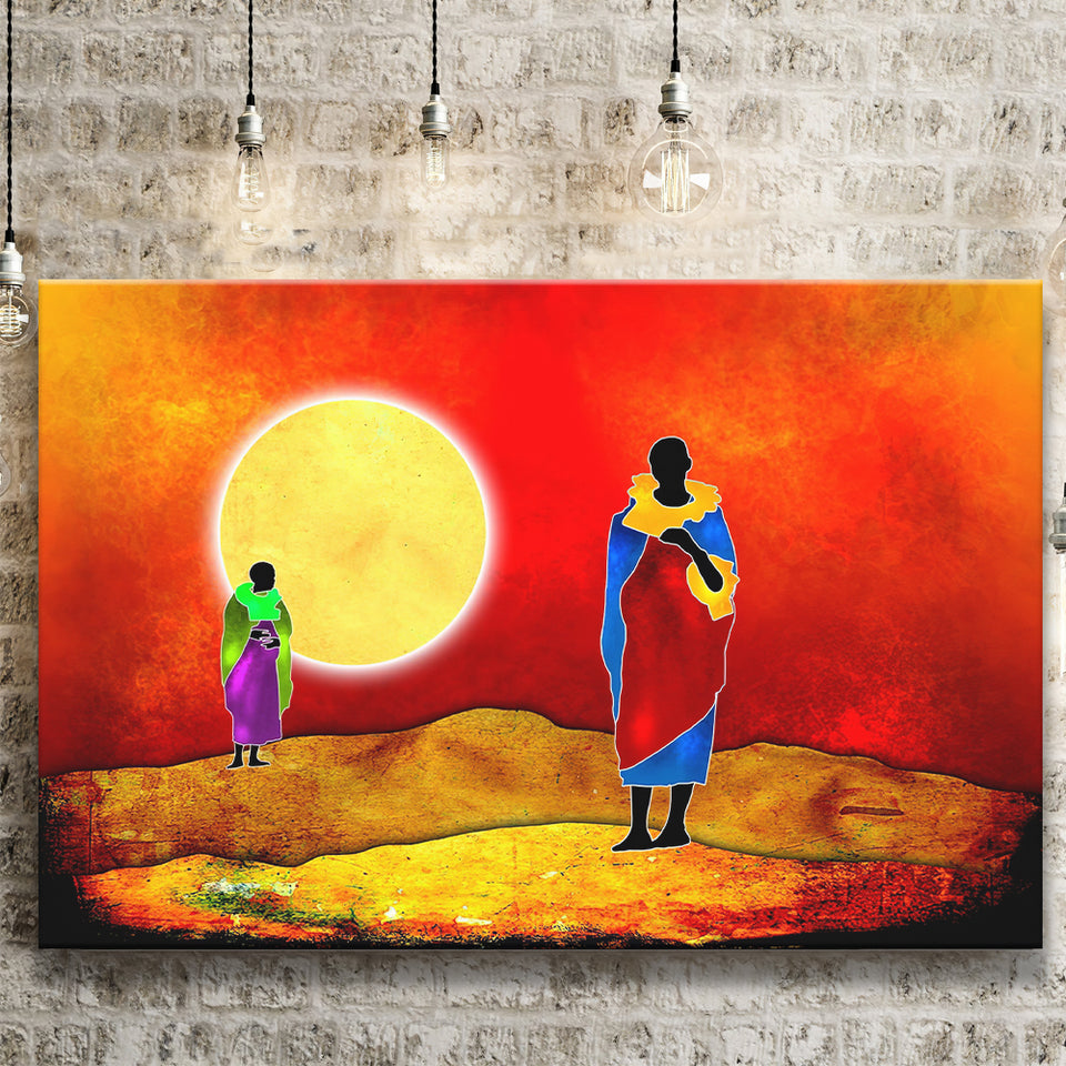 African Retro Style Sunset Canvas Prints Wall Art - Painting Canvas, African Art, Home Wall Decor, Painting Prints, For Sale