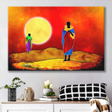 African Retro Style Sunset Canvas Prints Wall Art - Painting Canvas, African Art, Home Wall Decor, Painting Prints, For Sale