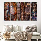 African Traditional Masks 5 Pieces B Canvas Prints Wall Art - Painting Canvas, Multi Panels,5 Panel, Wall Decor