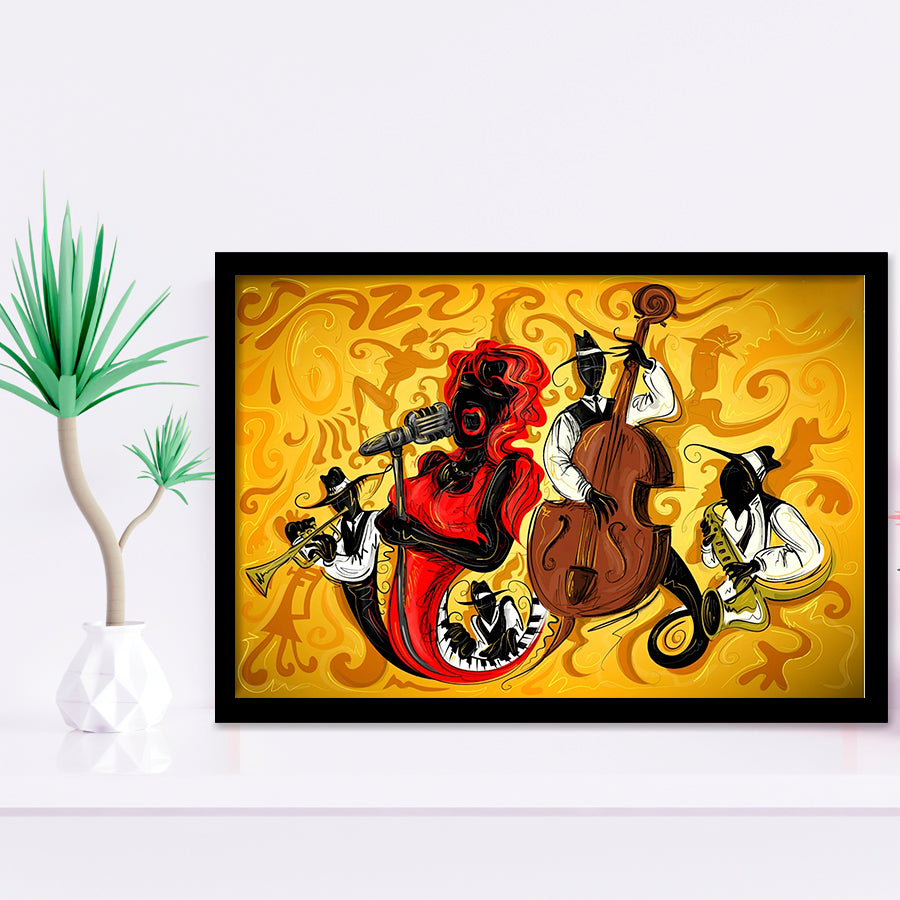 African Traditional Music Cartoon Framed Art Prints Wall Decor