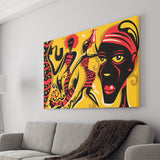 African Tribal Music Sax Abstract Canvas Prints Wall Art - Painting Canvas, African Art, Home Wall Decor, Painting Prints, For Sale