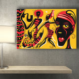 African Tribal Music Sax Abstract Canvas Prints Wall Art - Painting Canvas, African Art, Home Wall Decor, Painting Prints, For Sale