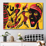African Tribal Music Sax Abstract Canvas Prints Wall Art - Painting Canvas, African Art, Home Wall Decor, Painting Prints, For Sale