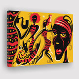 African Tribal Music Sax Abstract Canvas Prints Wall Art - Painting Canvas, African Art, Home Wall Decor, Painting Prints, For Sale