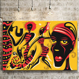 African Tribal Music Sax Abstract Canvas Prints Wall Art - Painting Canvas, African Art, Home Wall Decor, Painting Prints, For Sale