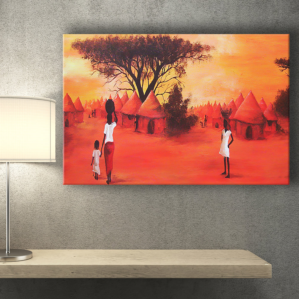 Wall26 - Square Canvas Wall Art - African Tree Wood Effect Canvas - Giclee Print Gallery Wrap Modern Home Decor Ready to Hang - 16x16 Inches, Size: 16