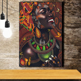 African Tribal Woman in Animated Canvas Prints Wall Art - Painting Canvas, African Art, Home Wall Decor, Painting Prints, For Sale