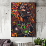 African Tribal Woman in Animated Canvas Prints Wall Art - Painting Canvas, African Art, Home Wall Decor, Painting Prints, For Sale