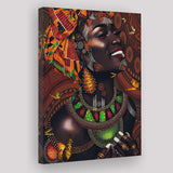 African Tribal Woman in Animated Canvas Prints Wall Art - Painting Canvas, African Art, Home Wall Decor, Painting Prints, For Sale