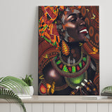 African Tribal Woman in Animated Canvas Prints Wall Art - Painting Canvas, African Art, Home Wall Decor, Painting Prints, For Sale