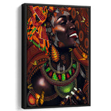 African Tribal Woman in Animated Framed Canvas Prints Wall Art - Painting Canvas,Wall Decor, Painting Prints, Floating Frame