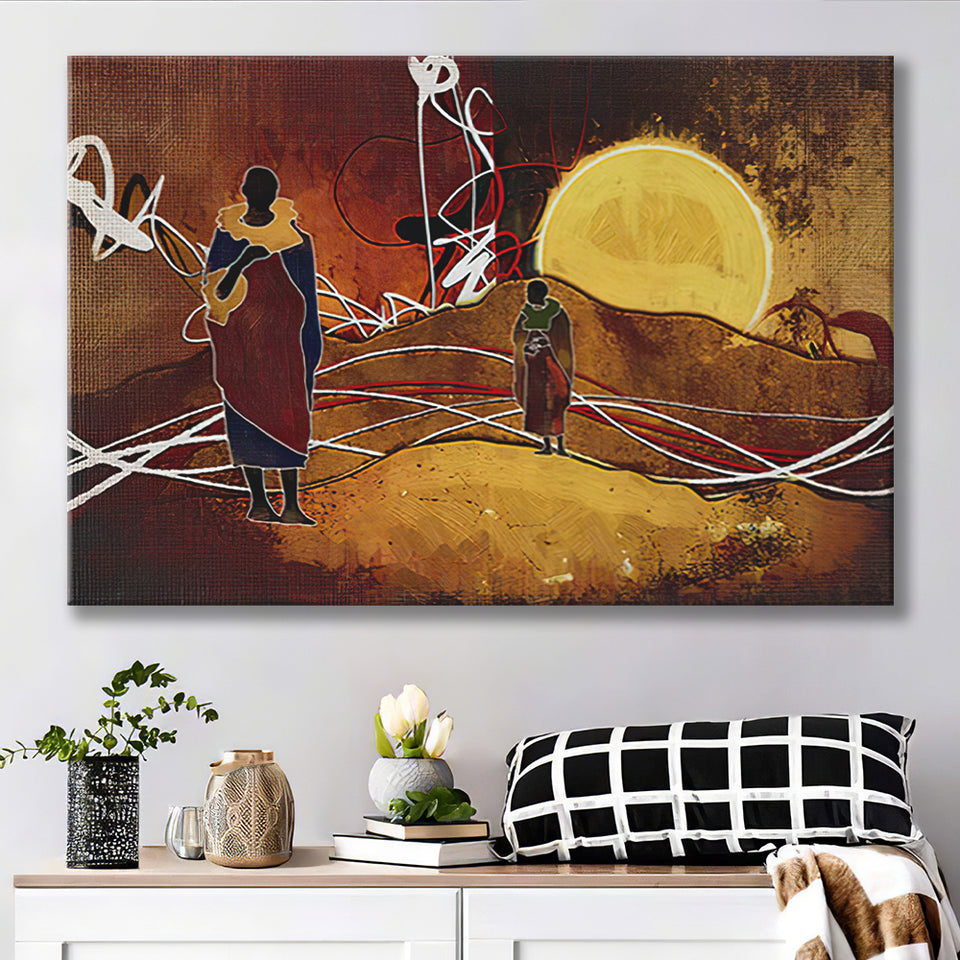 African Tribe Men Retro Vintage Canvas Prints Wall Art - Painting Canvas, African Art, Home Wall Decor, Painting Prints, For Sale