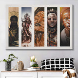 African Tribe Warriors Collage Canvas Prints Wall Art - Painting Canvas, African Art, Home Wall Decor, Painting Prints, For Sale