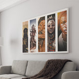 African Tribe Warriors Collage Canvas Prints Wall Art - Painting Canvas, African Art, Home Wall Decor, Painting Prints, For Sale