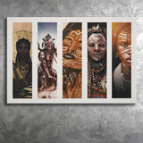 African Tribe Warriors Collage Canvas Prints Wall Art - Painting Canvas, African Art, Home Wall Decor, Painting Prints, For Sale