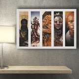 African Tribe Warriors Collage Canvas Prints Wall Art - Painting Canvas, African Art, Home Wall Decor, Painting Prints, For Sale