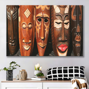 African Types of Masks Canvas Prints Wall Art - Painting Canvas, African Art, Home Wall Decor, Painting Prints, For Sale