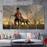 African Warrior Woman 5 Pieces B Canvas Prints Wall Art - Painting Canvas, Multi Panels, Wall Decor