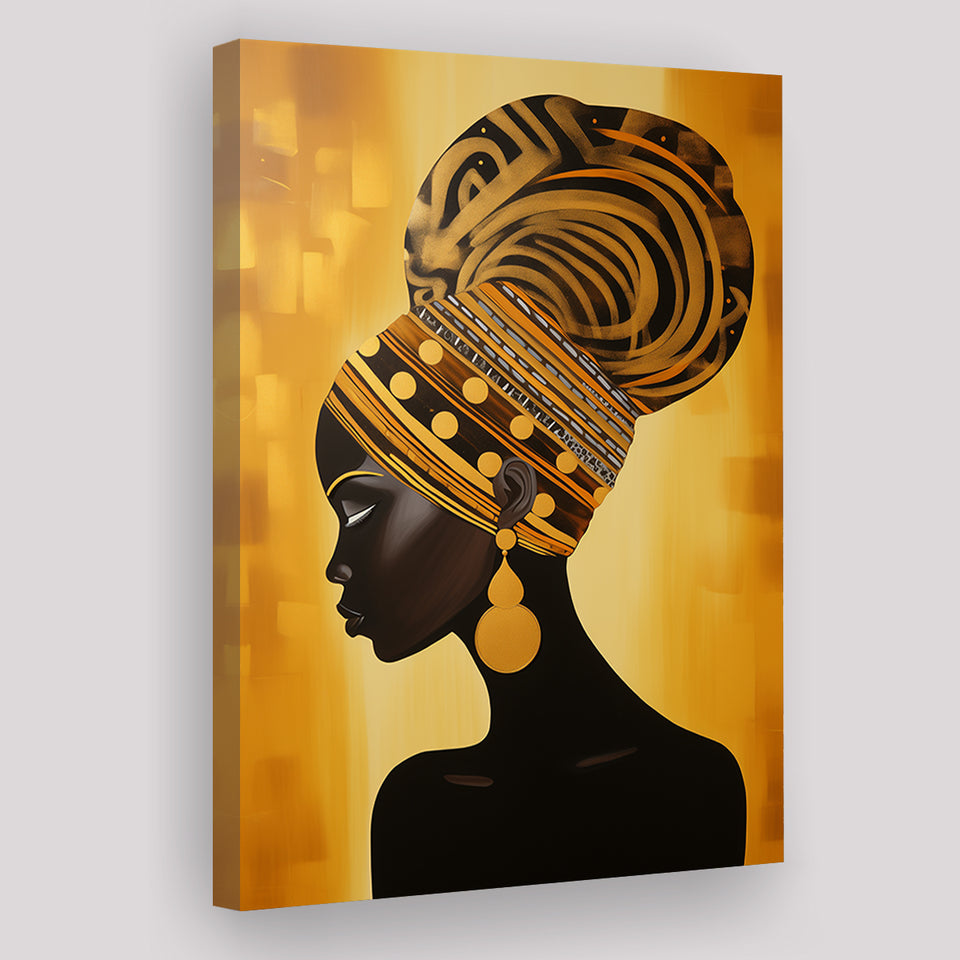African Woman Afrocentric Golden, Painting Art, Canvas Prints Wall Art Home Decor