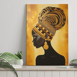 African Woman Afrocentric Golden, Painting Art, Canvas Prints Wall Art Home Decor