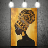 African Woman Afrocentric Golden, Painting Art, Canvas Prints Wall Art Home Decor