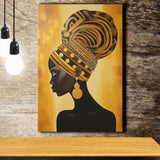 African Woman Afrocentric Golden, Painting Art, Canvas Prints Wall Art Home Decor
