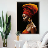 African Woman Afrocentric Wall Art,Framed Canvas Prints,Floating Frame, Wall Art Home Decor
