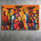 African Woman Colorful Abstract Canvas Prints Wall Art - Painting Canvas, African Art, Home Wall Decor, Painting Prints, For Sale