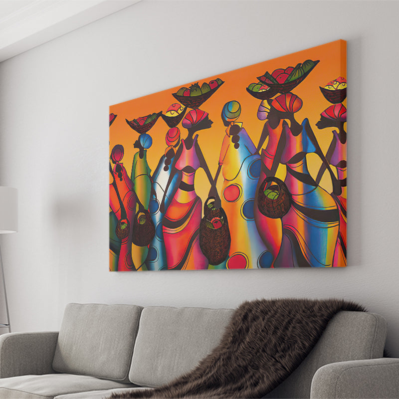 African Woman Colorful Abstract Canvas Prints Wall Art - Painting Canvas, African Art, Home Wall Decor, Painting Prints, For Sale