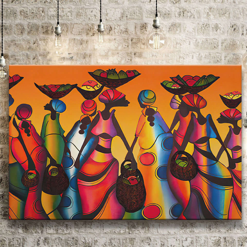 African Woman Colorful Abstract Canvas Prints Wall Art - Painting Canvas, African Art, Home Wall Decor, Painting Prints, For Sale