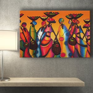 African Woman Colorful Abstract Canvas Prints Wall Art - Painting Canvas, African Art, Home Wall Decor, Painting Prints, For Sale