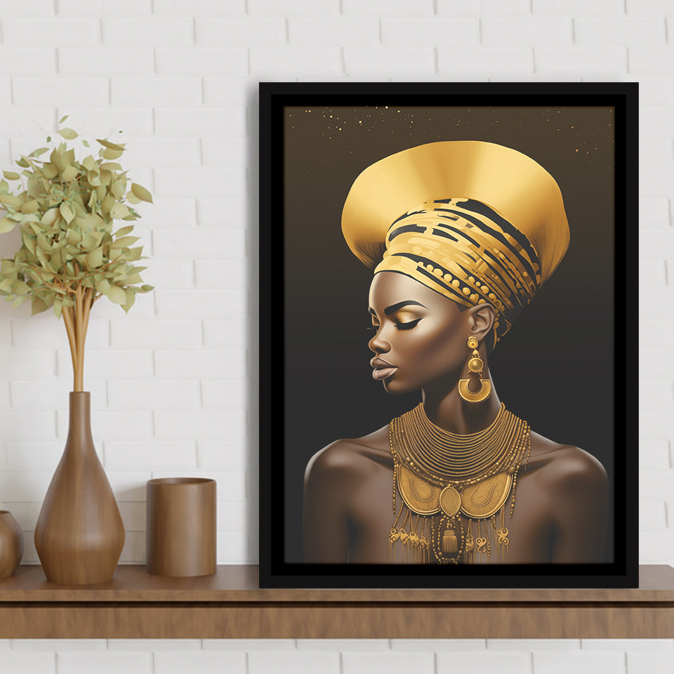 African Woman Native American,Framed Canvas Prints,Floating Frame, Wall Art Home Decor