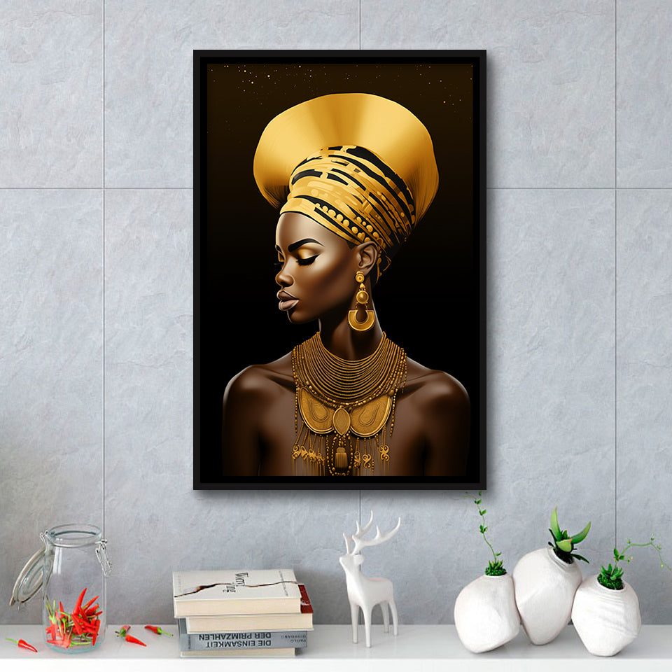 African Woman Native American,Framed Canvas Prints,Floating Frame, Wall Art Home Decor