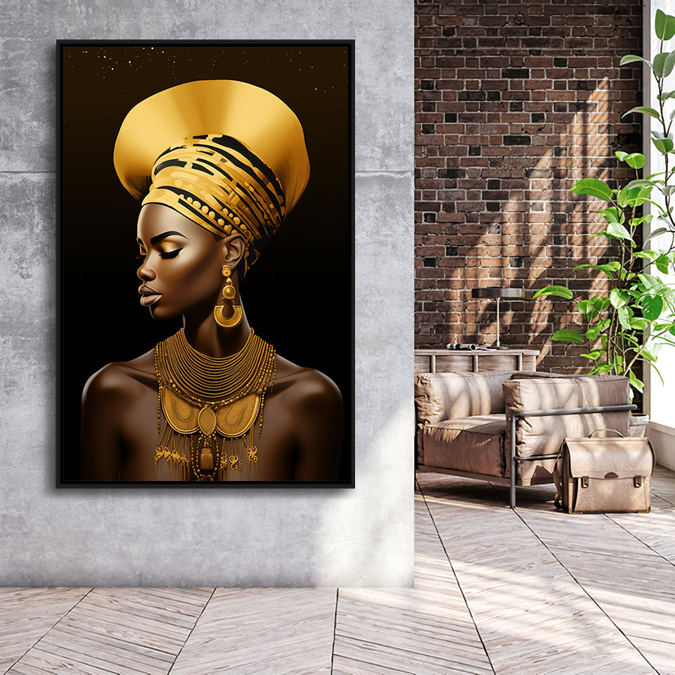 African Woman Native American,Framed Canvas Prints,Floating Frame, Wall Art Home Decor