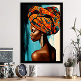African Woman Painting Art White And Blue Background, Painting Art, Framed Art Prints Wall Decor